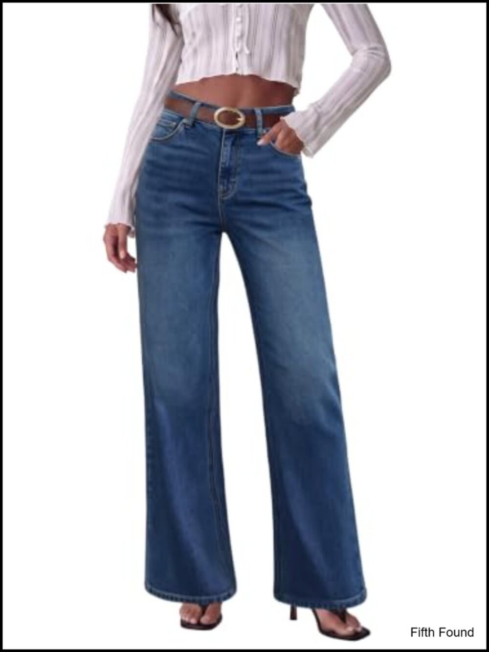 High Waisted Wide Leg Flare Stretchy Denim Jeans Cropped Pants